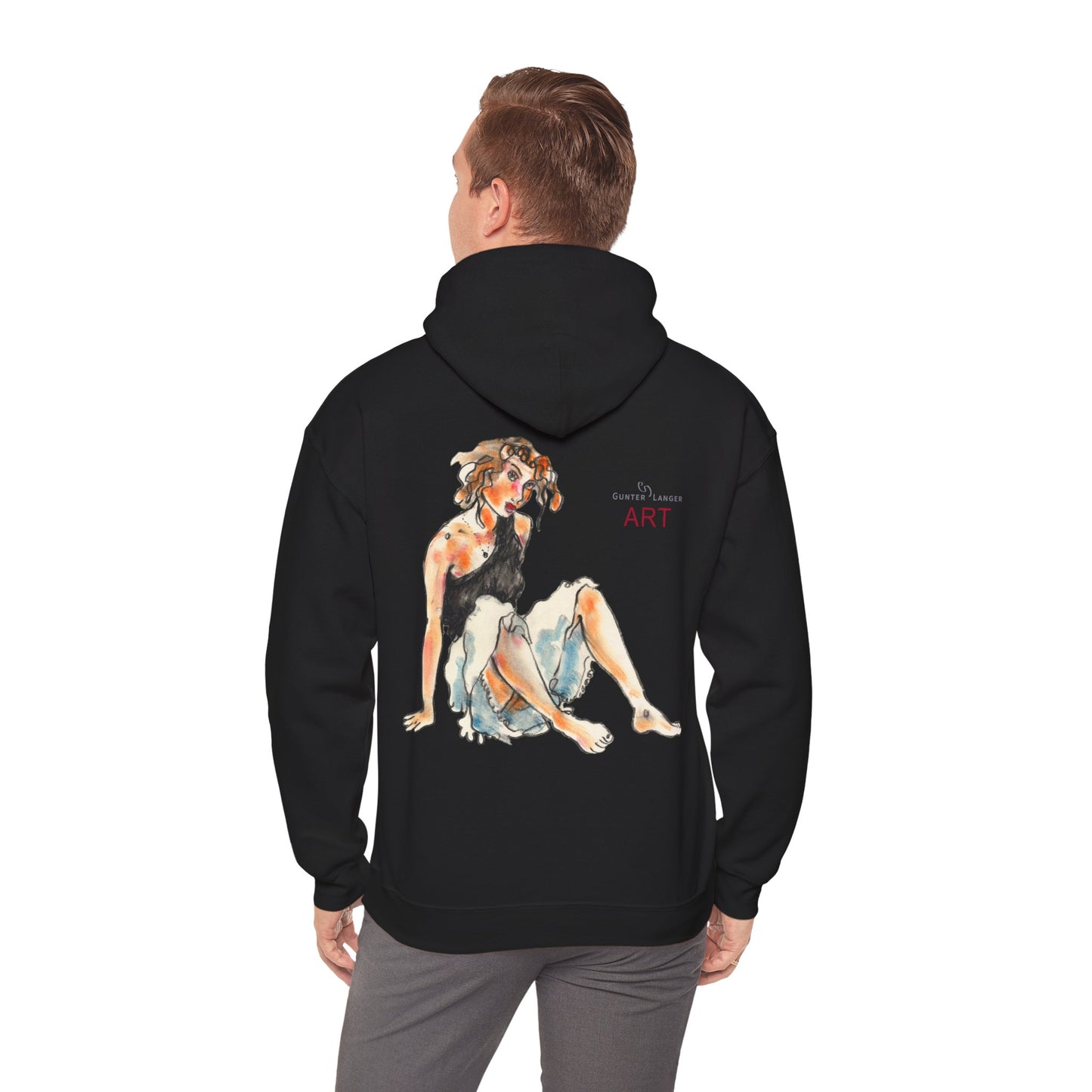 Unisex Heavy Blend™ Hooded Sweatshirt - Motiv Frontseite "Rosa", H 28 cm & Rückseite "Rosa", H 34 cm
