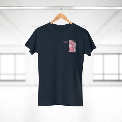Single Jersey Women's T-shirt - dunkel - Motiv: Zuflucht, Ausschnitt, H 10 cm