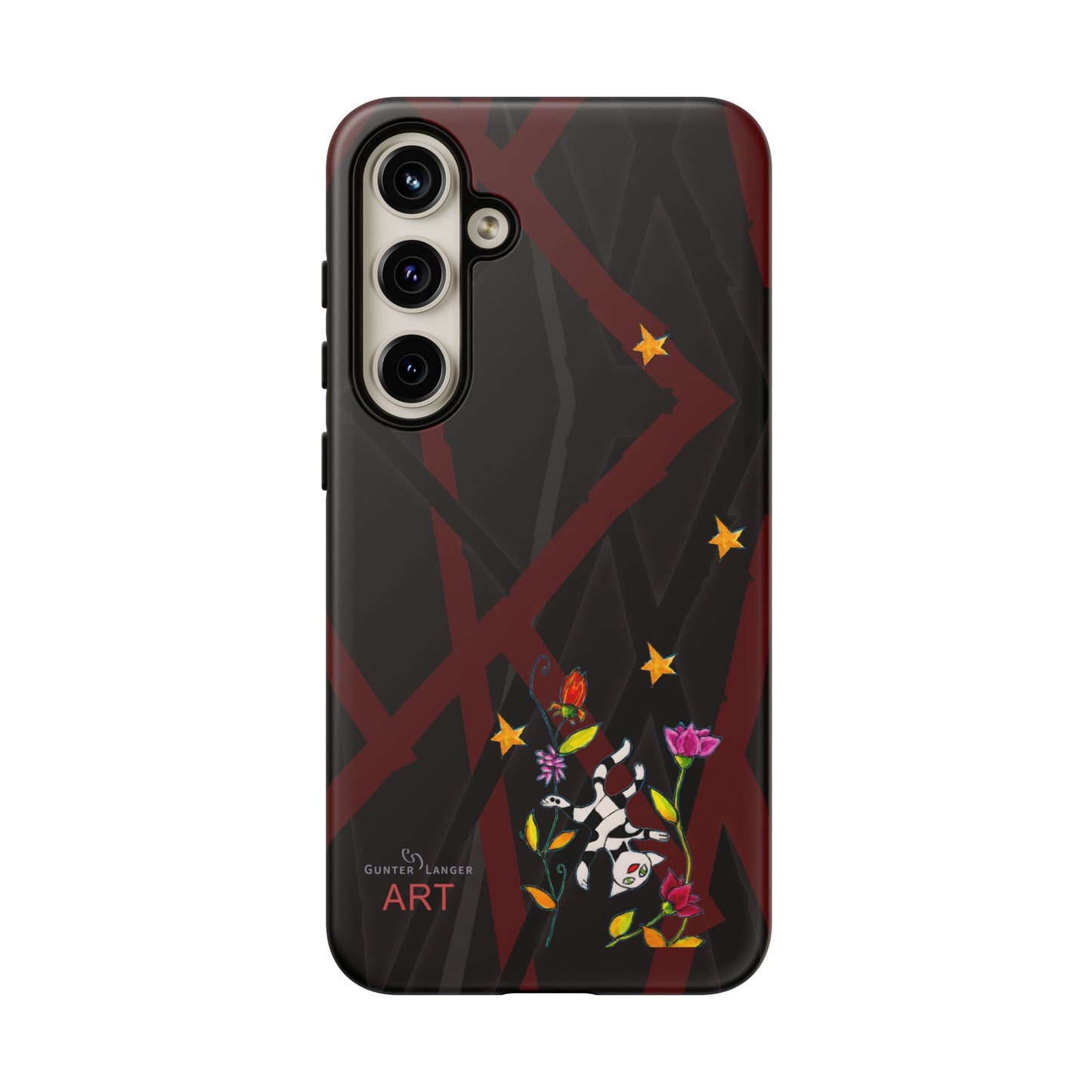 Tough Cases - Google Pixel - Samsung Galaxy - Motiv: Katze schwebt und Ranken, H 5,26 cm, Mikado3