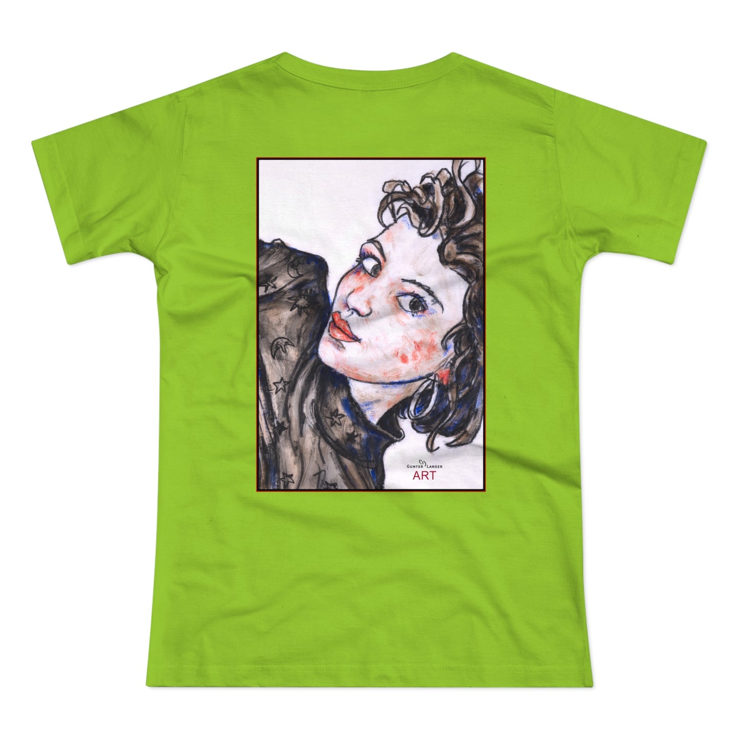 Single Jersey Women's T-shirt - hell - Motiv: Front Annette, H 20 cm & Rückseite Annette, H 35,56 cm