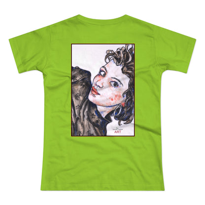 Single Jersey Women's T-shirt - hell - Motiv: Front Annette, H 20 cm & Rückseite Annette, H 35,56 cm