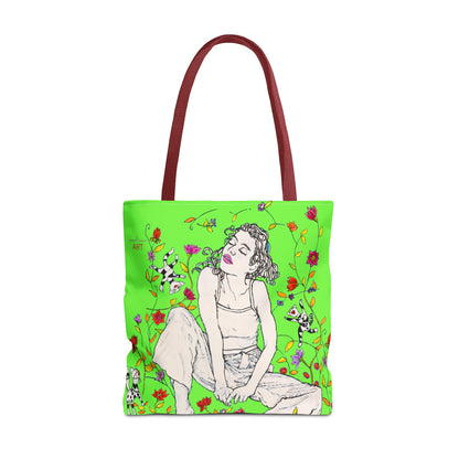 Tote Bag (AOP) - Motiv: Carolin sw auf grün