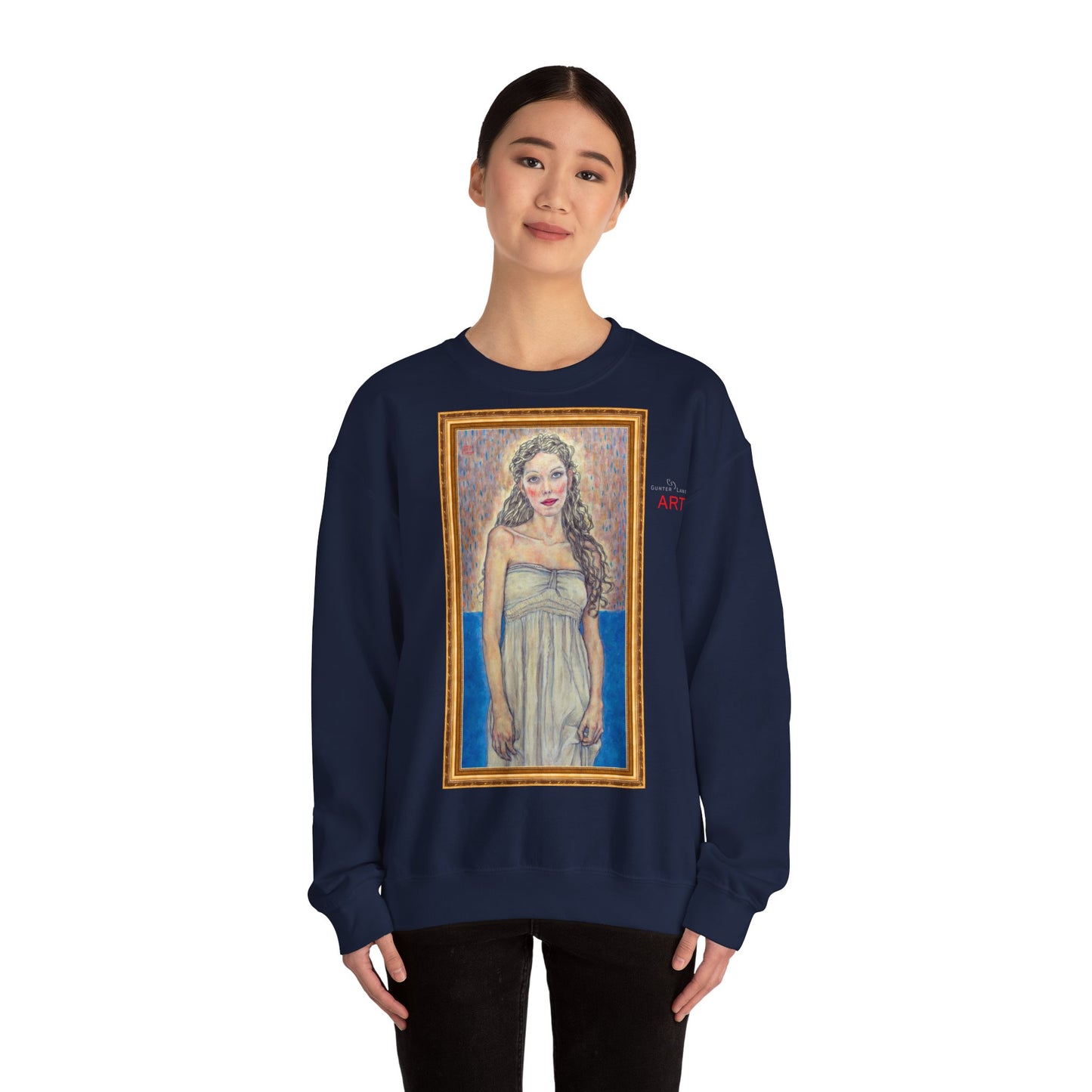 Unisex Heavy Blend™ Crewneck Sweatshirt - Motiv:  Front Marie (halb, gerahmt) & Rückseite Marie (gerahmt)