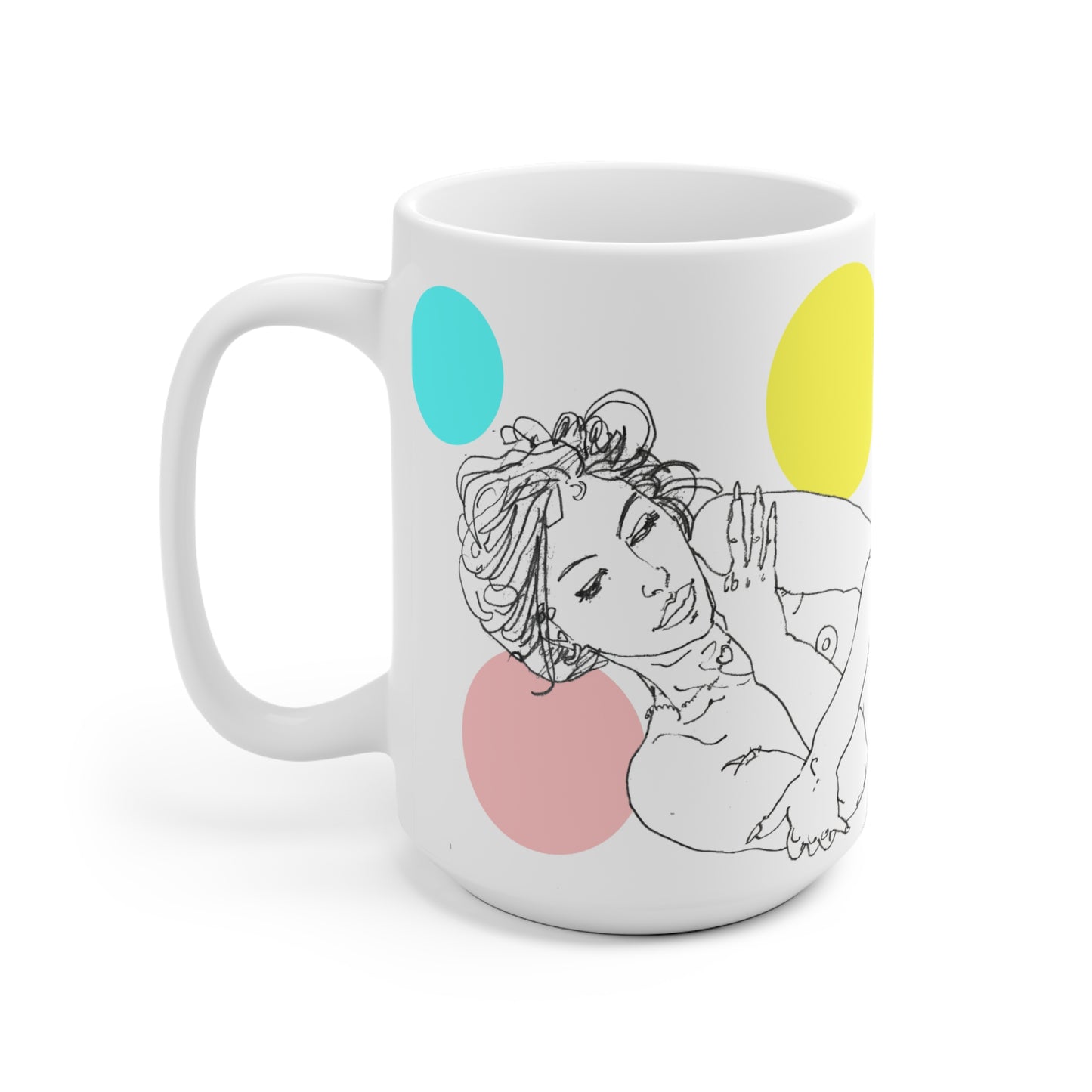 Ceramic Mug (EU) - Motiv: Leonie weiß, Farbkreise