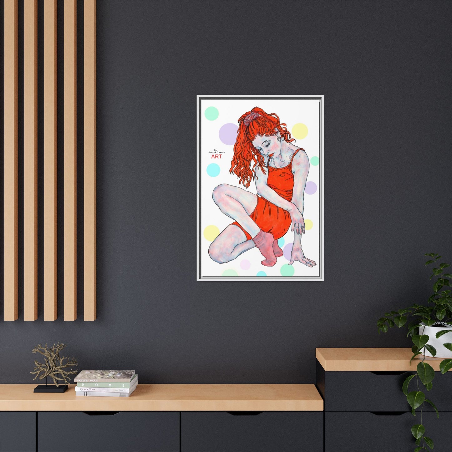 Matte Canvas, Framed (Multi-color) - Motiv:  Julia, Farbkreise, Format groß, H 91,4 bis 152,4 cm