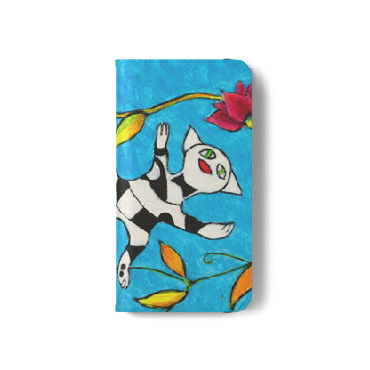 Flip Cases - Motiv: Gescheckte Katze schwebt