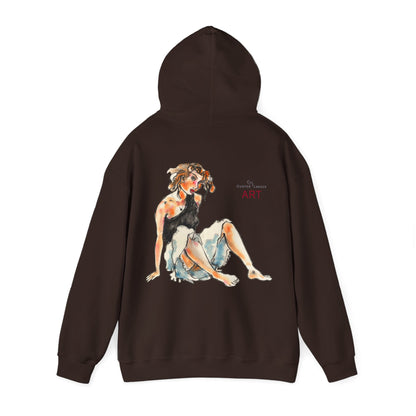 Unisex Heavy Blend™ Hooded Sweatshirt - Motiv Frontseite "Rosa", H 28 cm & Rückseite "Rosa", H 34 cm