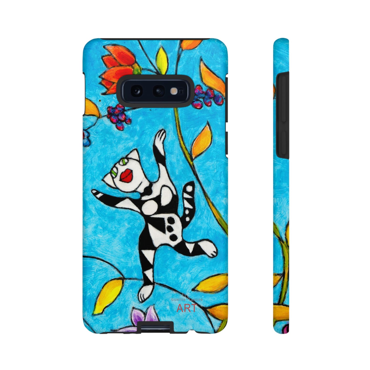 Tough Cases - Google Pixel - Samsung Galaxy - Motiv: Karierte Katze hüpft