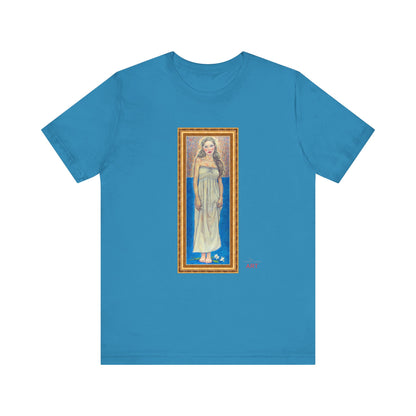 Unisex Jersey Short Sleeve Tee - Motiv: Front Marie, H 35,5 cm Goldrahmen