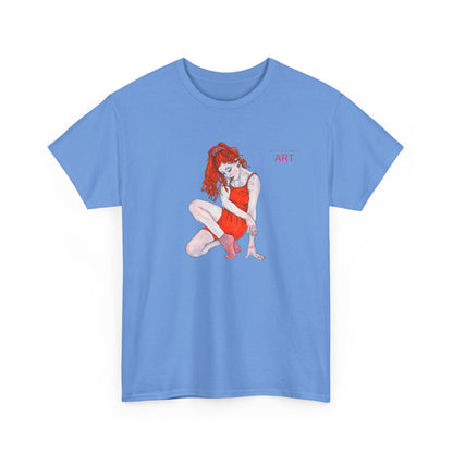 Unisex Heavy Cotton Tee - Motiv:  Front Julia, H25 cm & Rückseite Julia, H 49 cm