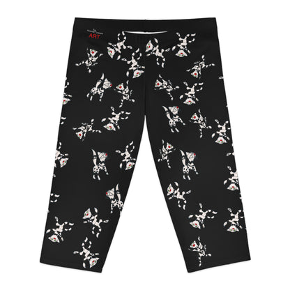 Women's Capri Leggings (AOP) -  Motiv: viele Katzen T3, schwarz