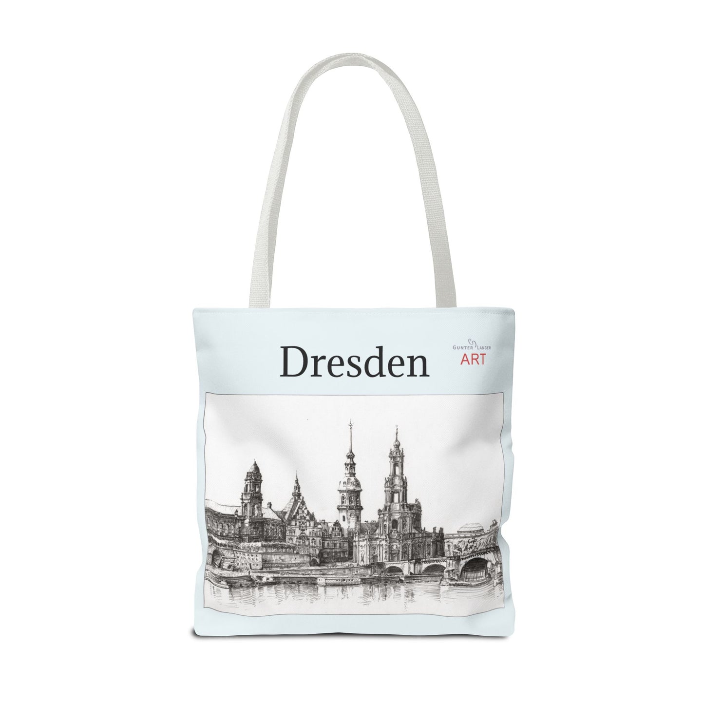 Tote Bag (AOP) - Motiv: Dresden -  Terrassenufer, Hofkirche, Schloß, Bleistift