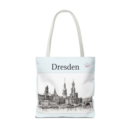 Tote Bag (AOP) - Motiv: Dresden -  Terrassenufer, Hofkirche, Schloß, Bleistift