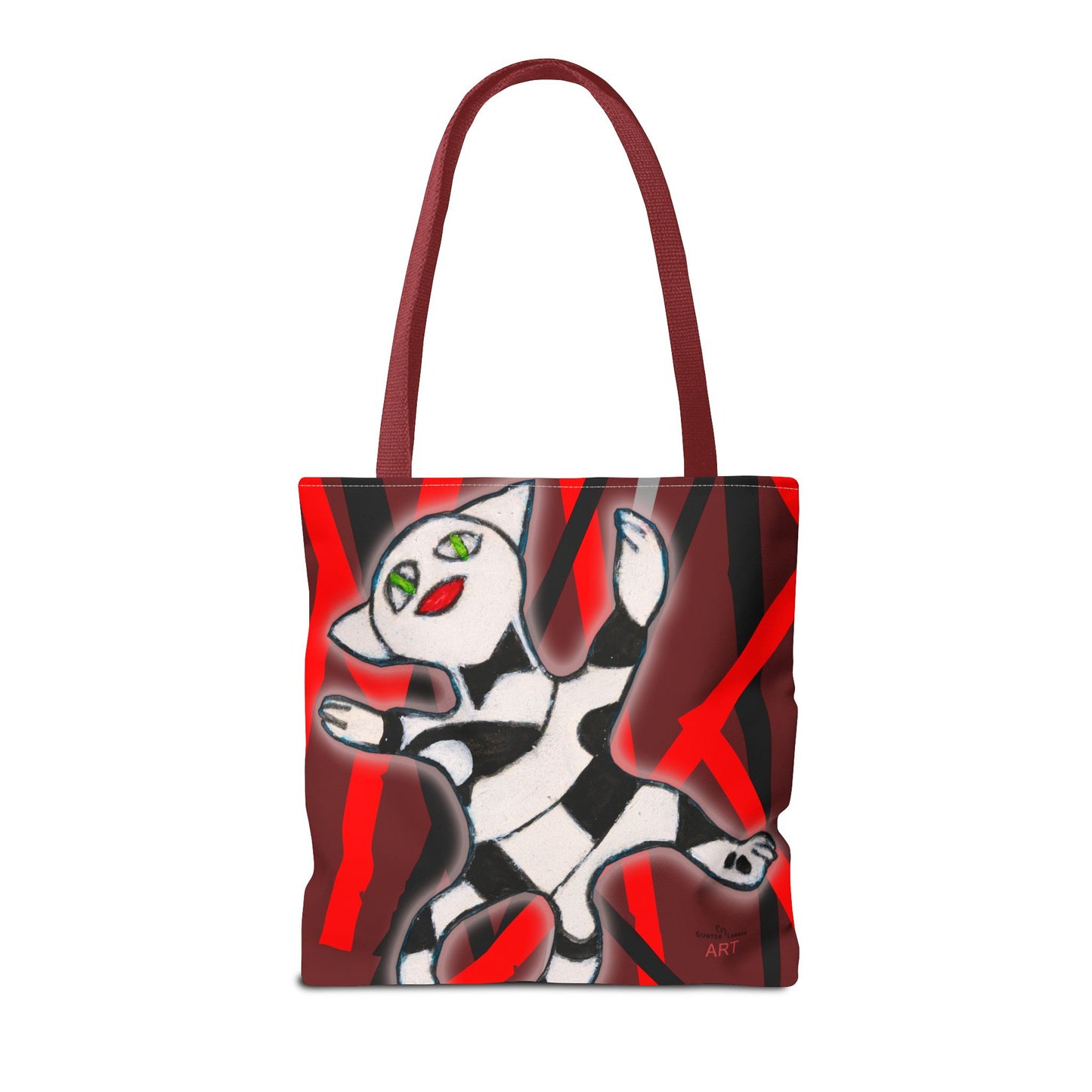 Tote Bag (AOP) - Motiv: Mikado Rot, mit Katze schwebt