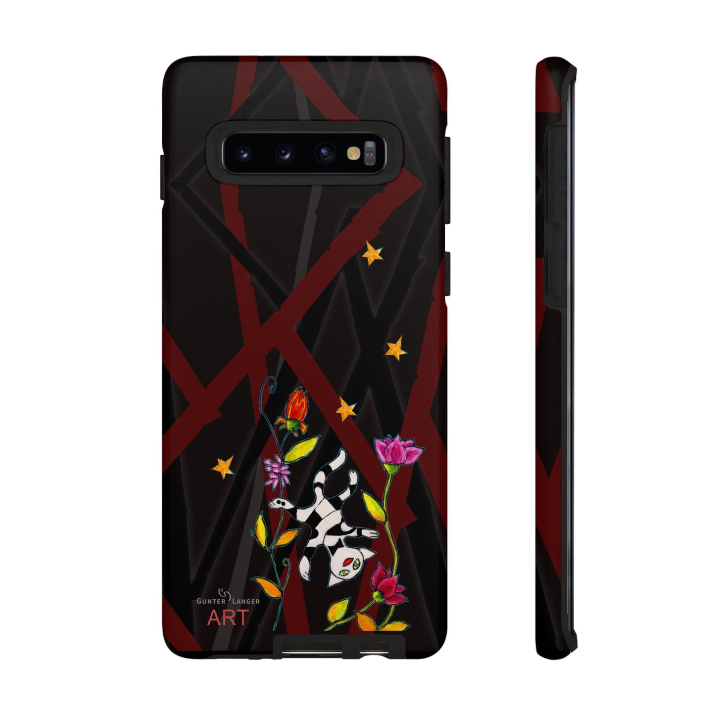 Tough Cases - Google Pixel - Samsung Galaxy - Motiv: Katze schwebt und Ranken, H 7,73 cm, Mikado3