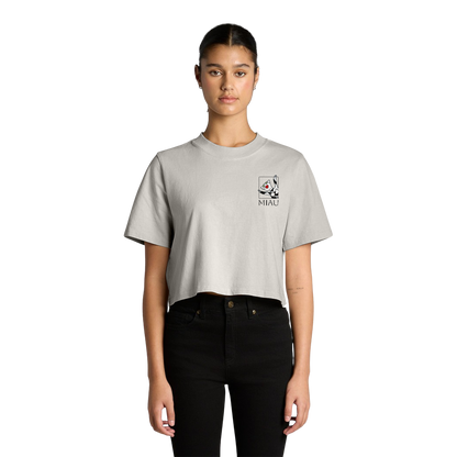 Women's Heavy Faded Crop Tee - Motiv: Miau,  klein, H 8 cm