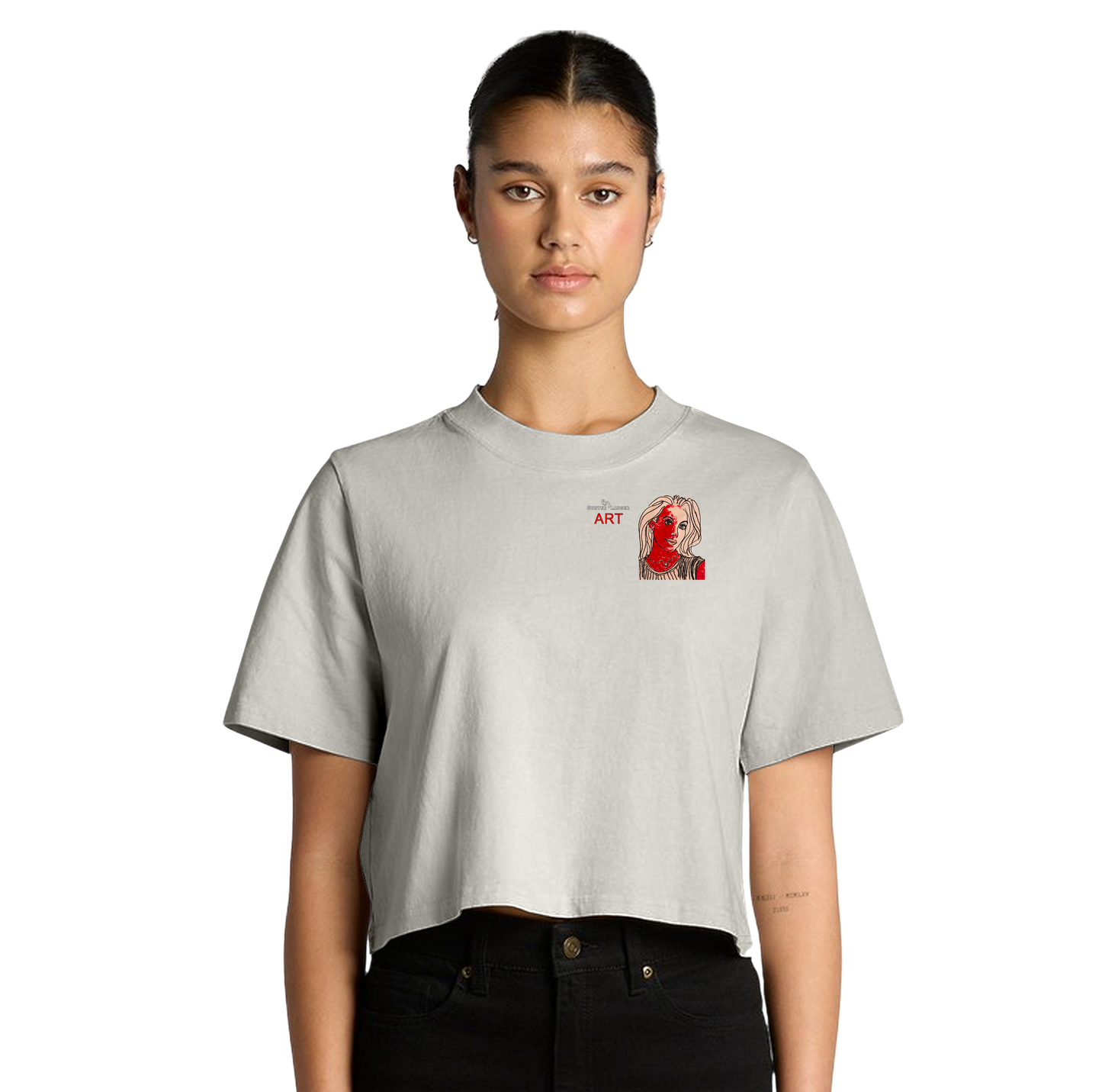 Women's Heavy Faded Crop Tee - Motiv: Front, Christina, H 8 cm