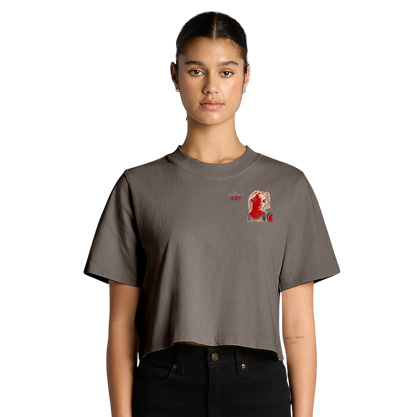 Women's Heavy Faded Crop Tee - Motiv: Front, Christina, H 8 cm