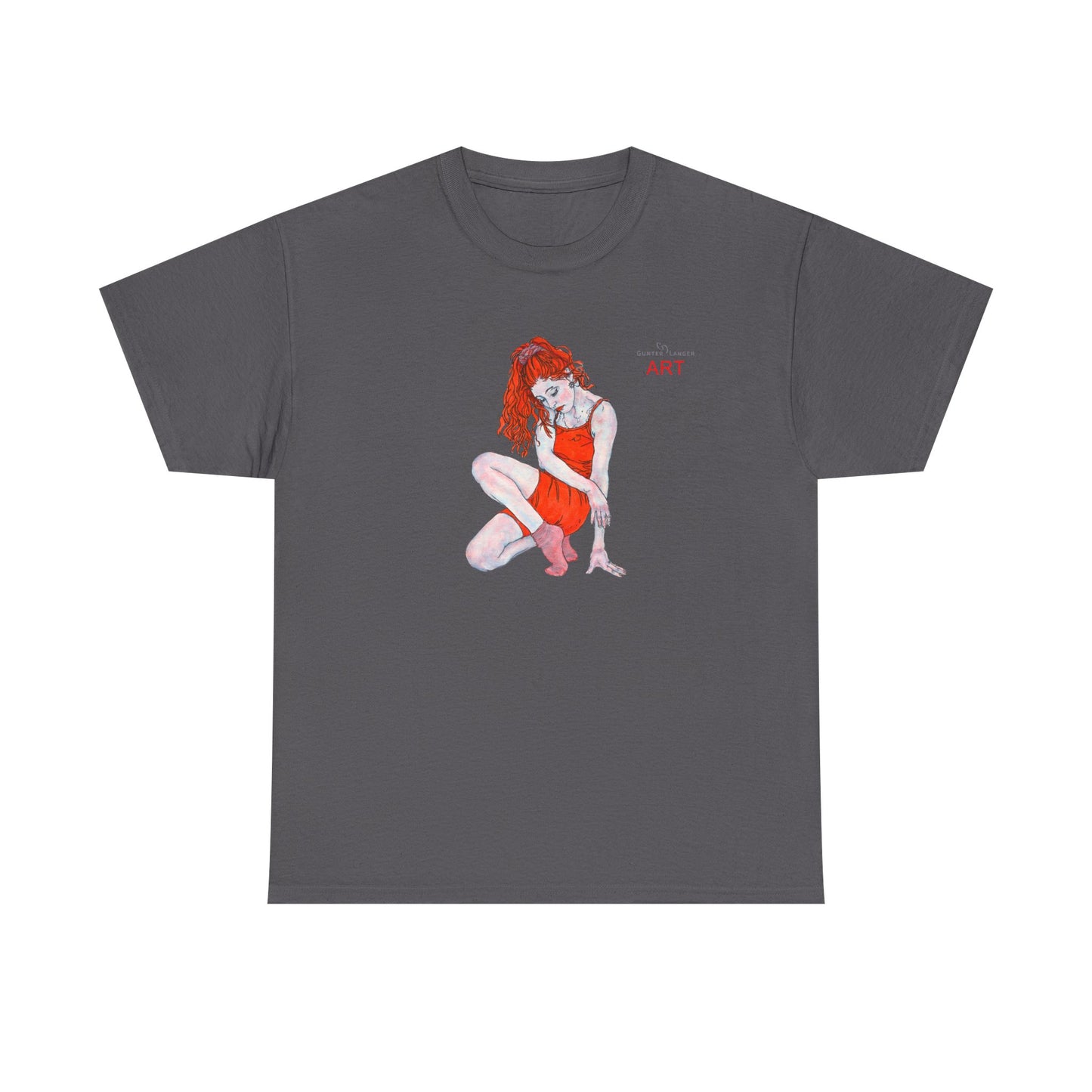 Unisex Heavy Cotton Tee - Motiv:  Front Julia, H25 cm & Rückseite Julia, H 49 cm