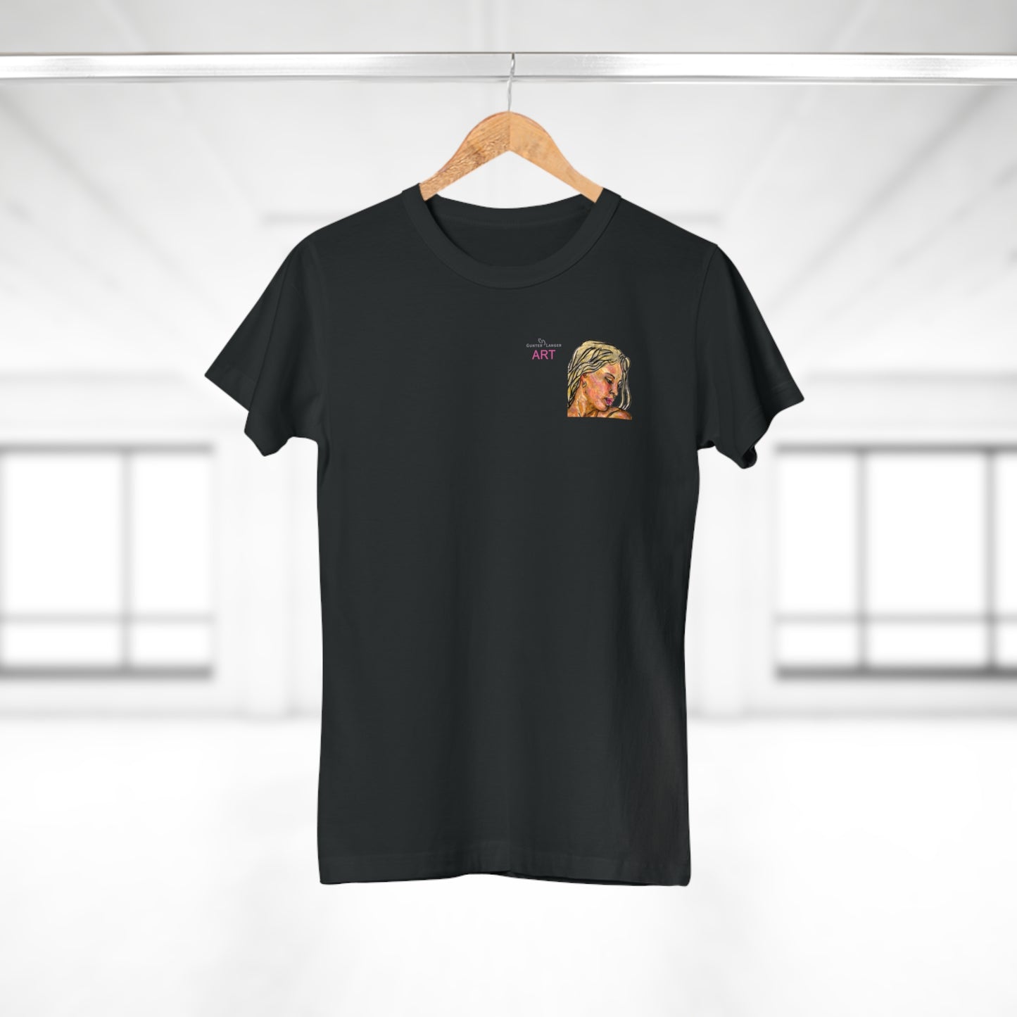Single Jersey Women's T-shirt- dunkel - Motiv: Erna, Ausschnitt, H 8 cm