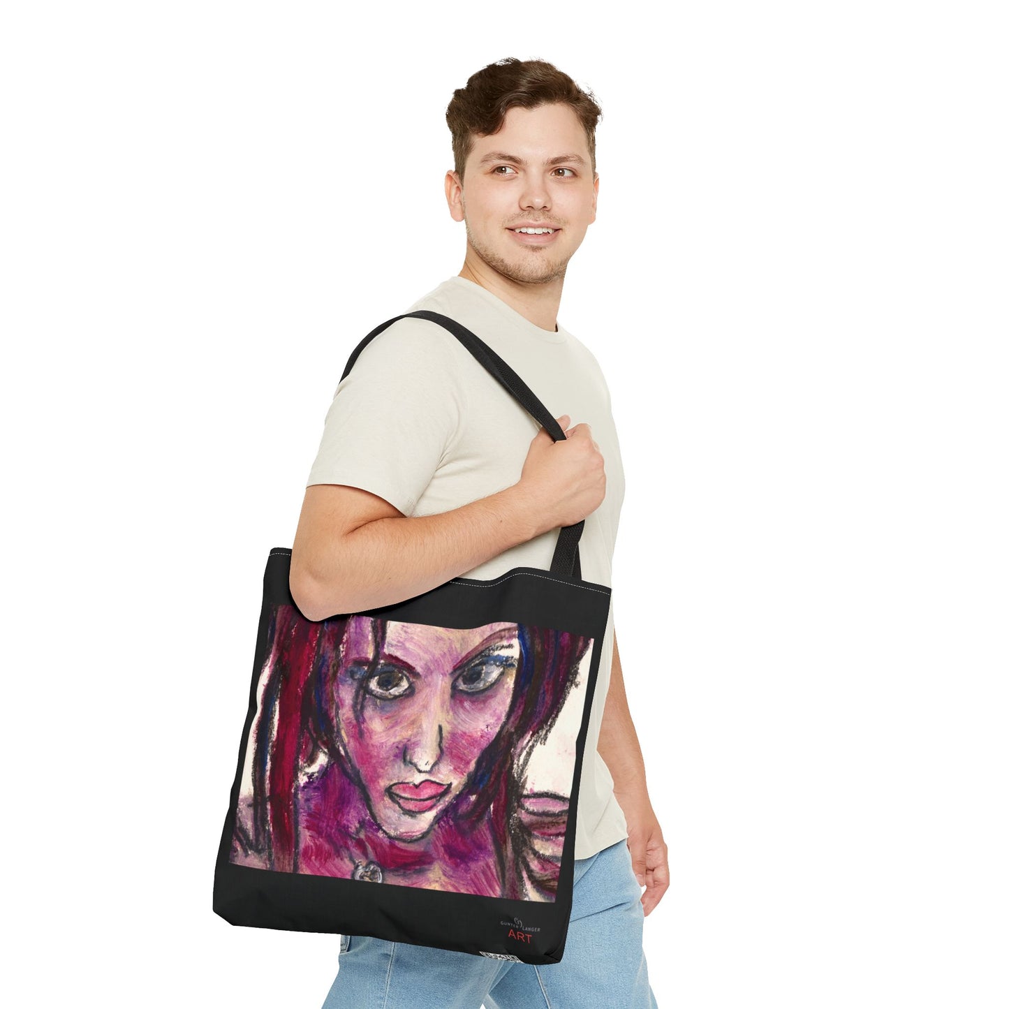 Tote Bag (AOP) - Motiv: Front Lola & Rückseite Lola, Schwarz