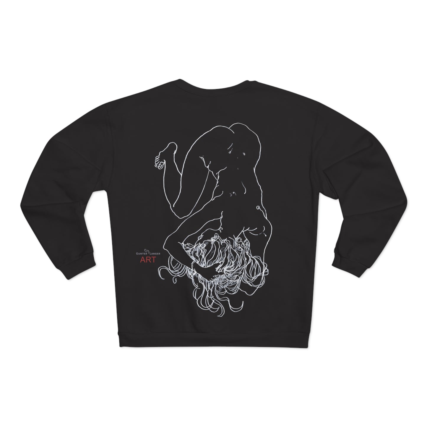 Unisex Crew Neck Sweatshirt (EU) - Motiv: Front Alisha (Ausschnitt H 49 cm) & Rückseite Alisha, H 49 cm (weiß)