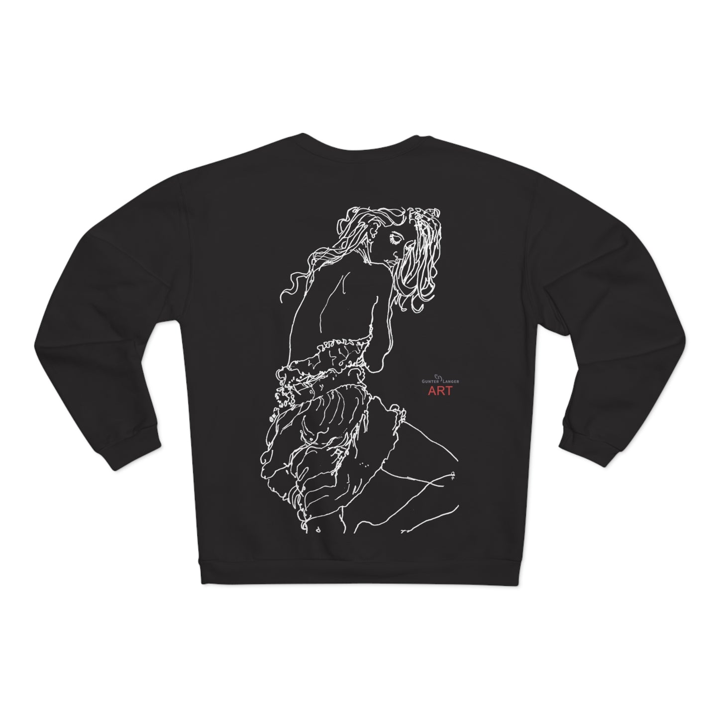 Unisex Crew Neck Sweatshirt (EU) - Motiv: Front Giselle, H 49 cm & Rückseite Giselle,  H 49 cm (weiß)