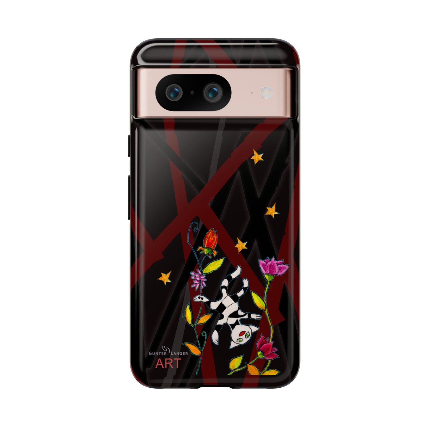 Tough Cases - Google Pixel - Samsung Galaxy - Motiv: Katze schwebt und Ranken, H 7,73 cm, Mikado3