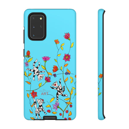 Tough Cases - Google Pixel - Samsung Galaxy - Motiv: Karierte Katzen, blau