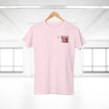 Single Jersey Women's T-shirt - hell - Motiv: Lilli, Ausschnitt, H 6,5 cm