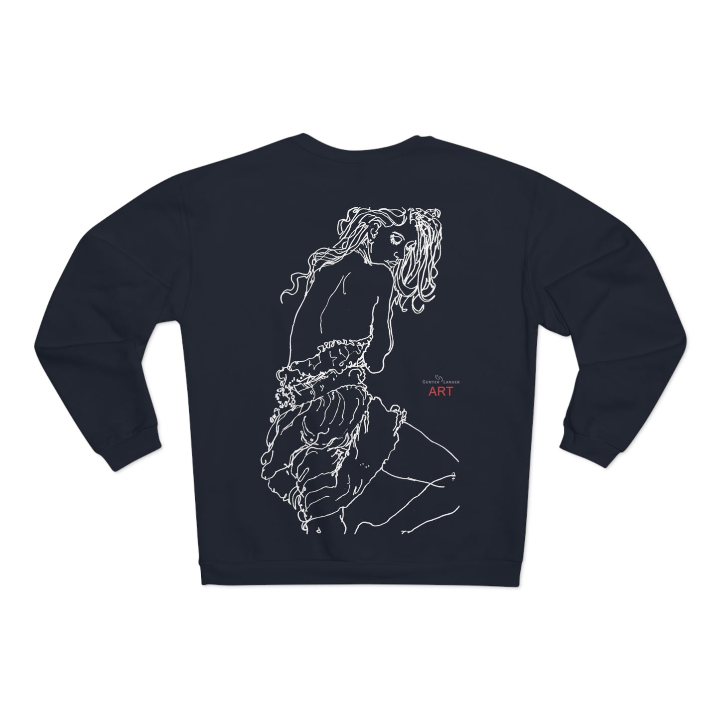 Unisex Crew Neck Sweatshirt (EU) - Motiv: Front Giselle, H 49 cm & Rückseite Giselle,  H 49 cm (weiß)