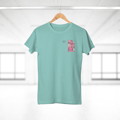 Single Jersey Women's T-shirt - hell - Motiv: Zuflucht, Ausschnitt, H 10 cm