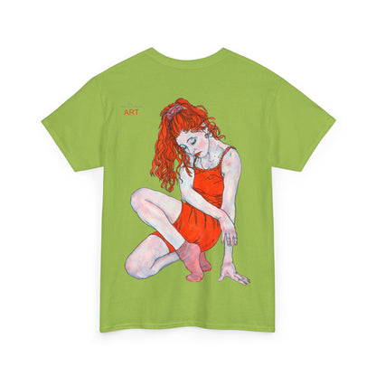 Unisex Heavy Cotton Tee - Motiv:  Front Julia, H25 cm & Rückseite Julia, H 49 cm