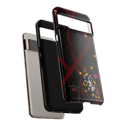 Tough Cases - Google Pixel - Samsung Galaxy - Motiv: Katze schwebt und Ranken, H 5,26 cm, Mikado3
