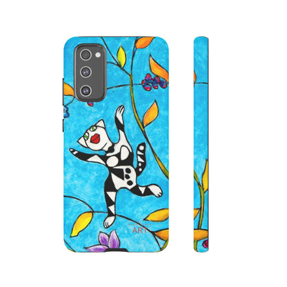 Tough Cases - Google Pixel - Samsung Galaxy - Motiv: Karierte Katze hüpft