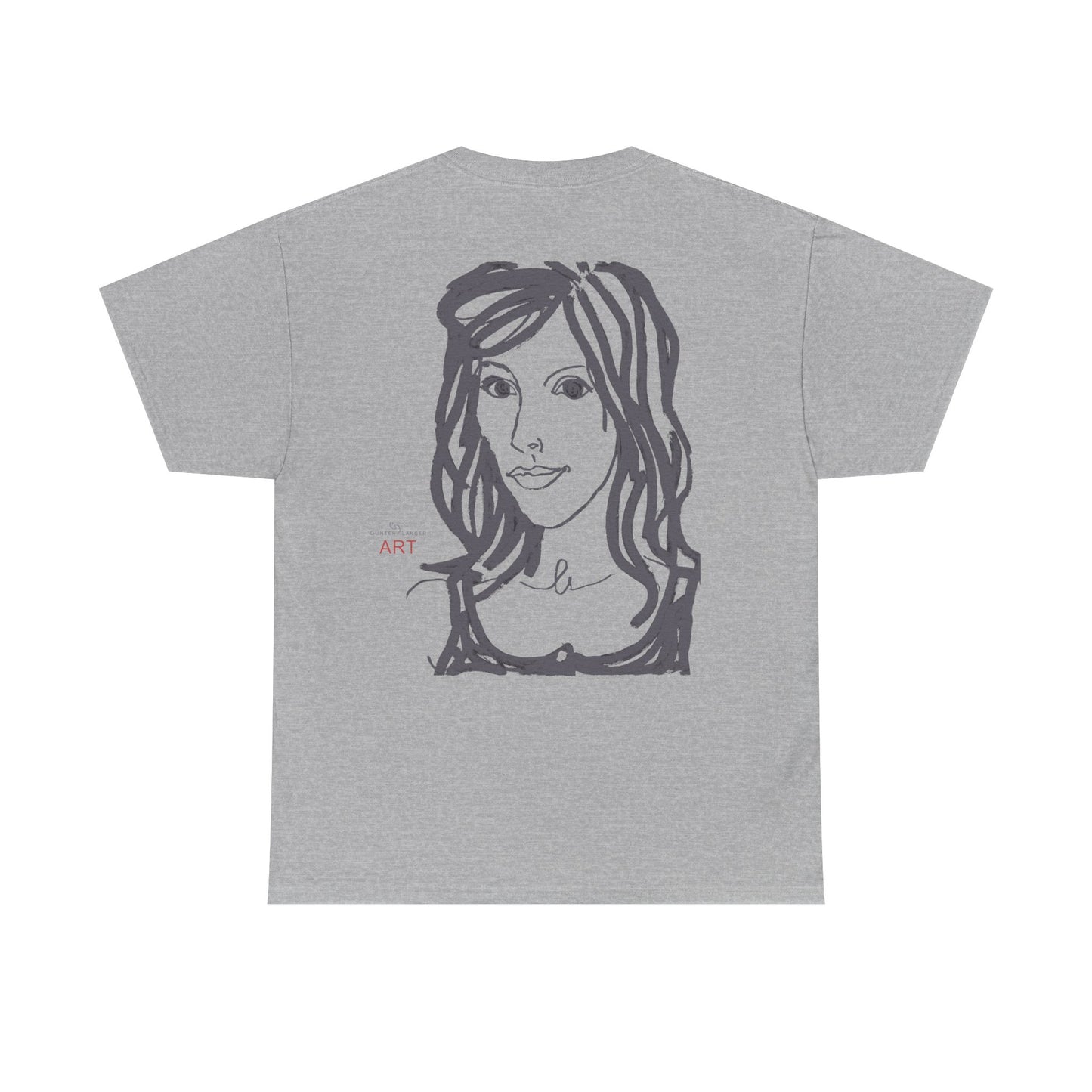 Unisex Heavy Cotton Tee - Motiv:  Front Esther ( grau, klein) & Rückseite Esther (grau), Neck Label