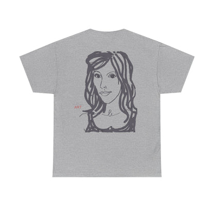 Unisex Heavy Cotton Tee - Motiv:  Front Esther ( grau, klein) & Rückseite Esther (grau), Neck Label