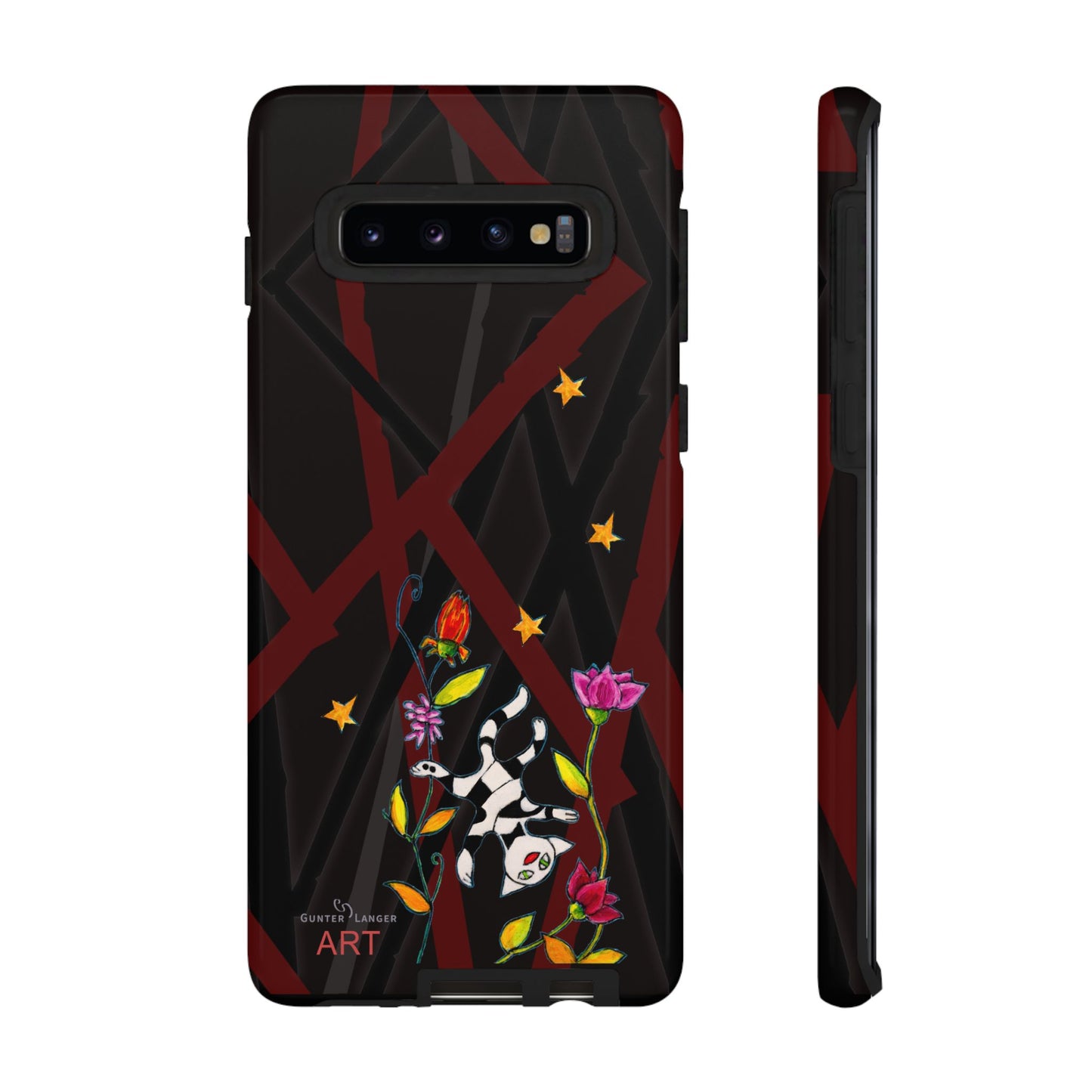 Tough Cases - Google Pixel - Samsung Galaxy - Motiv: Katze schwebt und Ranken, H 7,73 cm, Mikado3
