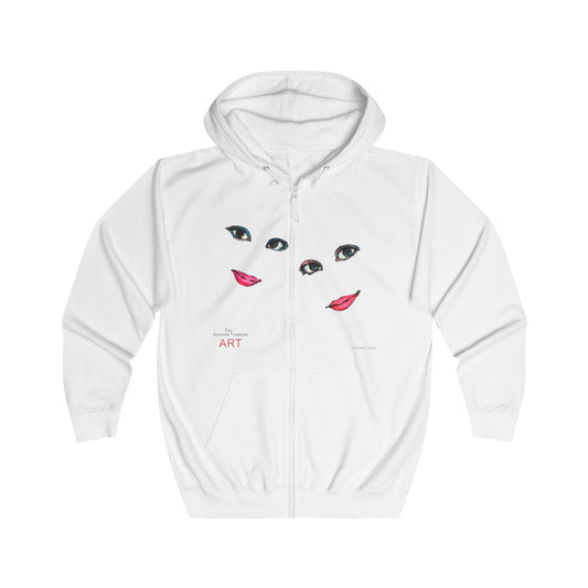 Unisex Full Zip Hoodie - Motiv: Front Augen & Rückseite Freundinnen, H 29,5 cm