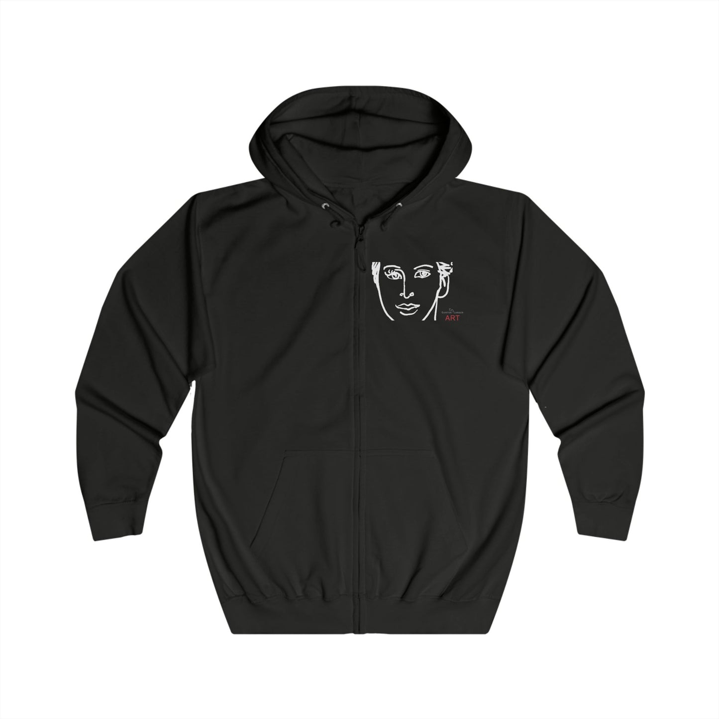 Unisex Full Zip Hoodie - Motiv: Front Lars (Ausschnitt) & Rückseite Lars (Weiss)