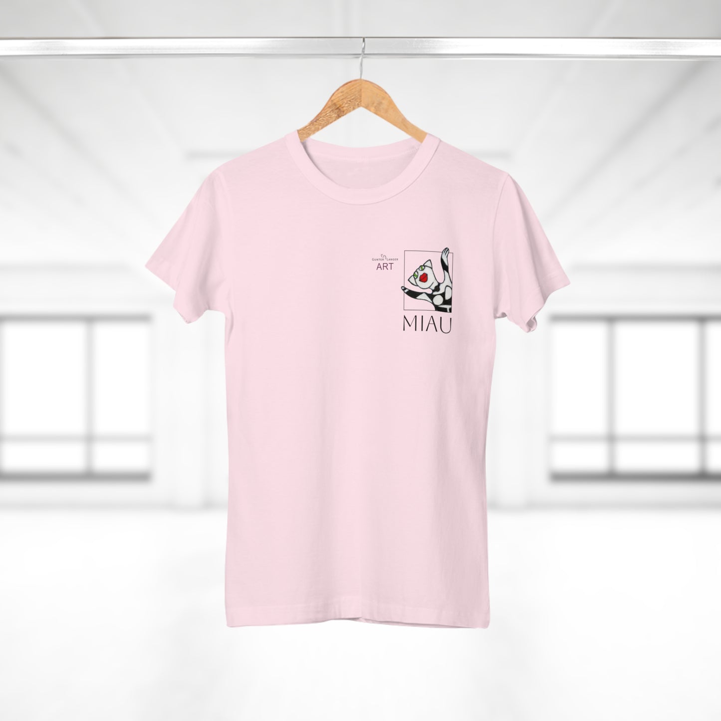 Single Jersey Women's T-shirt - hell - Motiv: Miau, H 9,7 cm