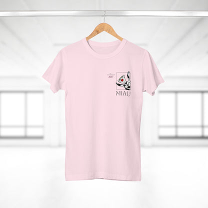 Single Jersey Women's T-shirt - hell - Motiv: Miau, H 9,7 cm