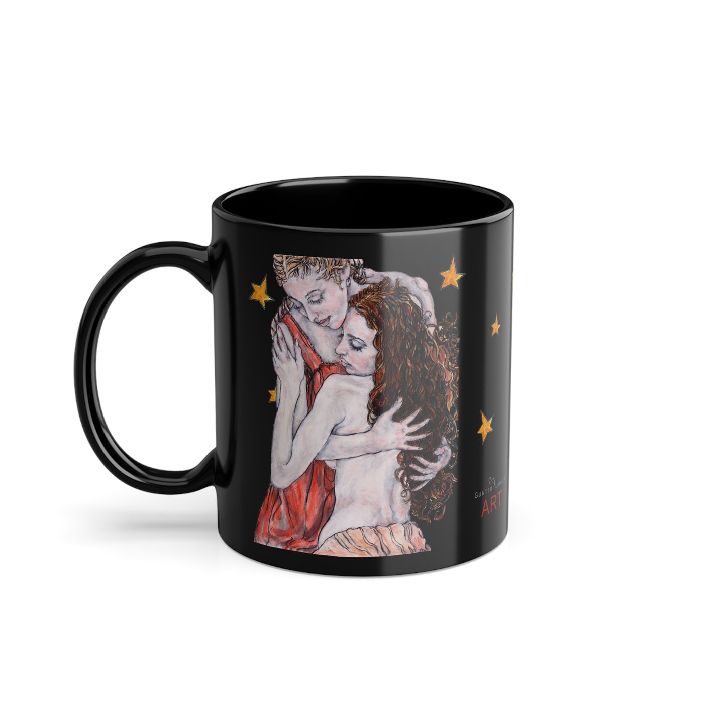 Black Coffee Cup, 11oz - Motiv: Bei dir, Nachthimmel mit Sternen, DE