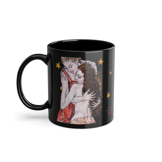 Black Coffee Cup, 11oz - Motiv: Bei dir, Nachthimmel mit Sternen, DE