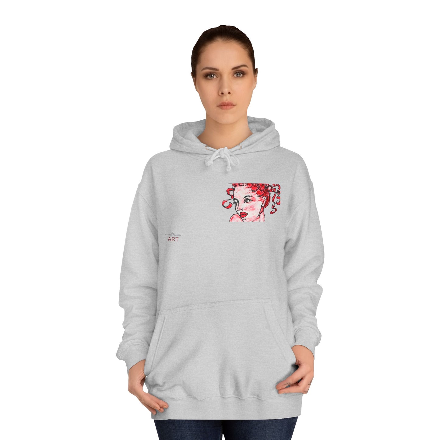 Unisex College Hoodie -  Motiv: Front Mila H 10,5 cm (Ausschnitt) & Rückseite Mila H 49 cm