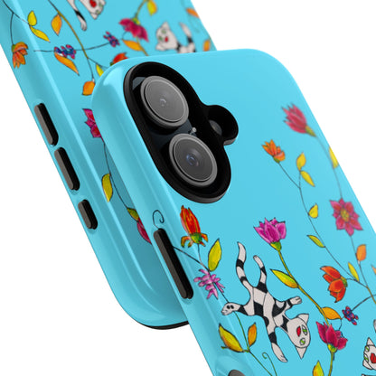 Tough Cases - iPhone - Motiv: Karierte Katzen, blau