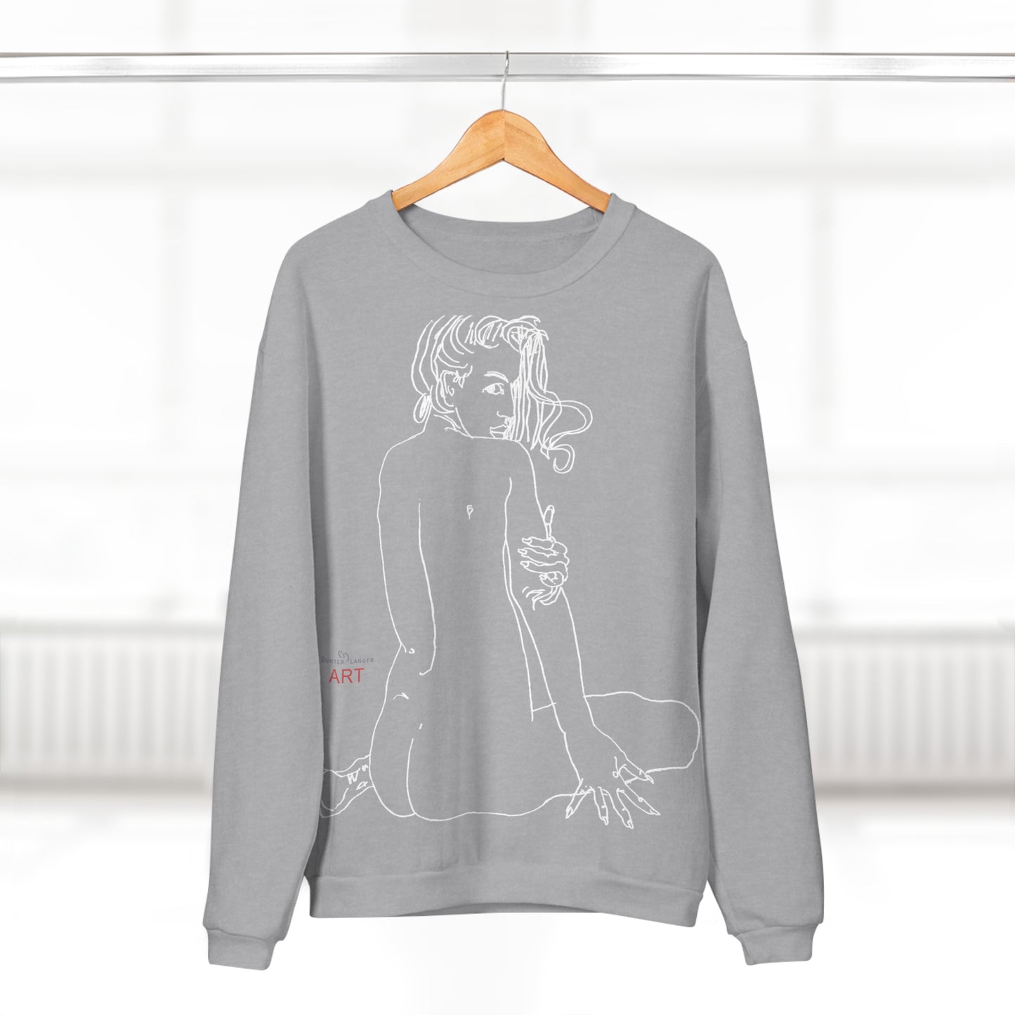 Unisex Crew Neck Sweatshirt (EU) - Motiv: Front Emilia & Rückseite Emilia, (Weiß) H 48 cm