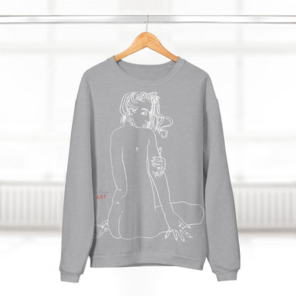Unisex Crew Neck Sweatshirt (EU) - Motiv: Front Emilia & Rückseite Emilia, (Weiß) H 48 cm
