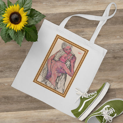 Tote Bag - Mutter und Tochter - Motiv: Zuflucht (gerahmt), einseitig bedruckt, H30,5 cm
