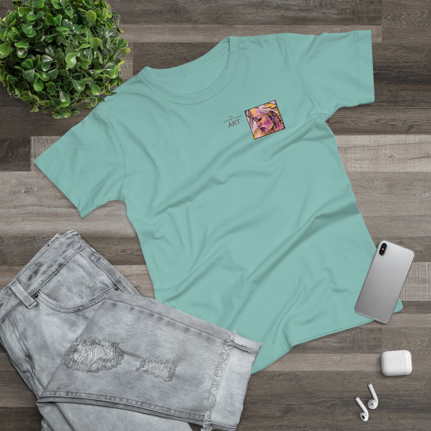 Single Jersey Women's T-shirt - hell - Motiv: Lilli, Ausschnitt, H 6,5 cm